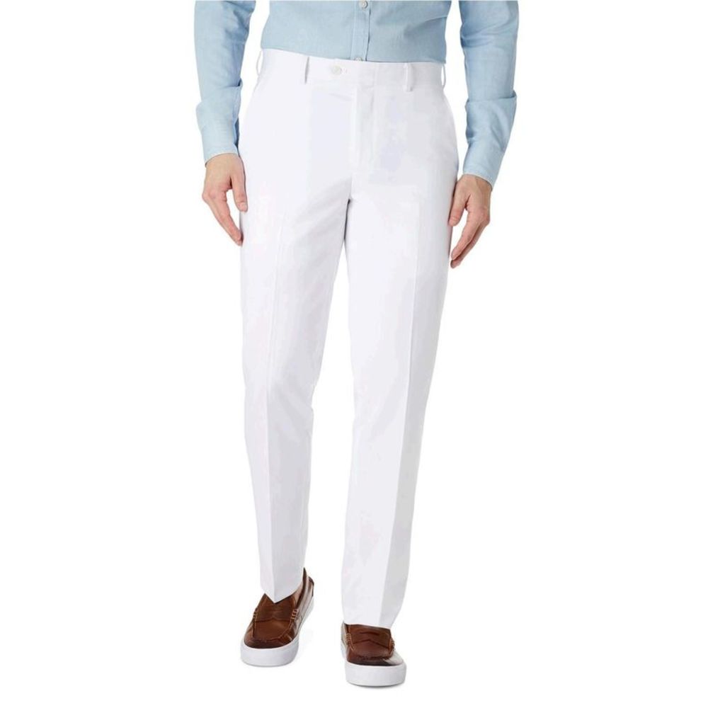 Mens Slim-Fit Dress Pants, White, Size 34 TRHv